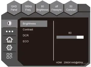kogan KAMN32RT1SA 32 QHD IPS 165Hz Freesync HDR Gaming Monitor - menu