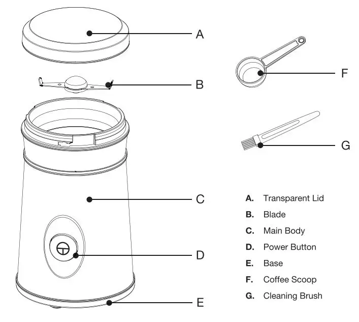 willz WLCG06S1E02 Coffee Grinder User Manual - Product Overview