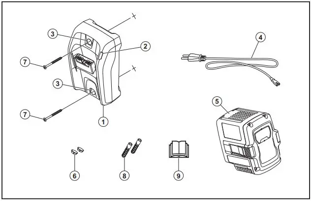 Husqvarna 40-C80 Standard Battery Charger 80W User Manual - Install the product on the wall with the 2 screws
