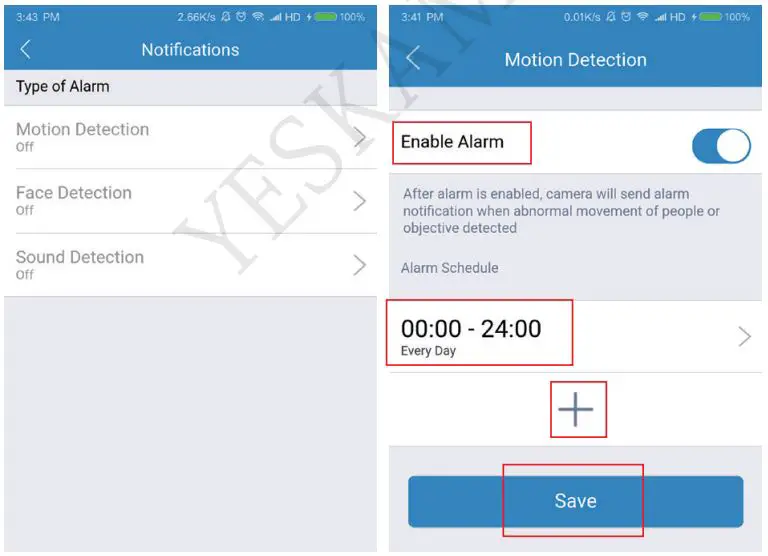 YESKAMO Wireless CCTV Camera Indoor IP Camera FHD Home WIFI User Manual - How to get motion detection notification