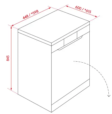 INALTO 60cm Freestanding Dishwasher - diagram