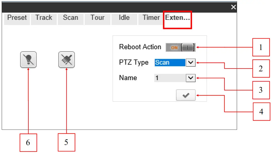 NOVUS 8000 Series IP PTZ Cameras - Extension tab