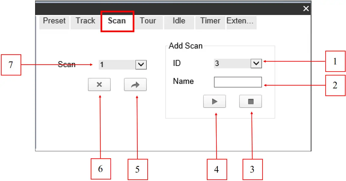 NOVUS 8000 Series IP PTZ Cameras - Scan tab