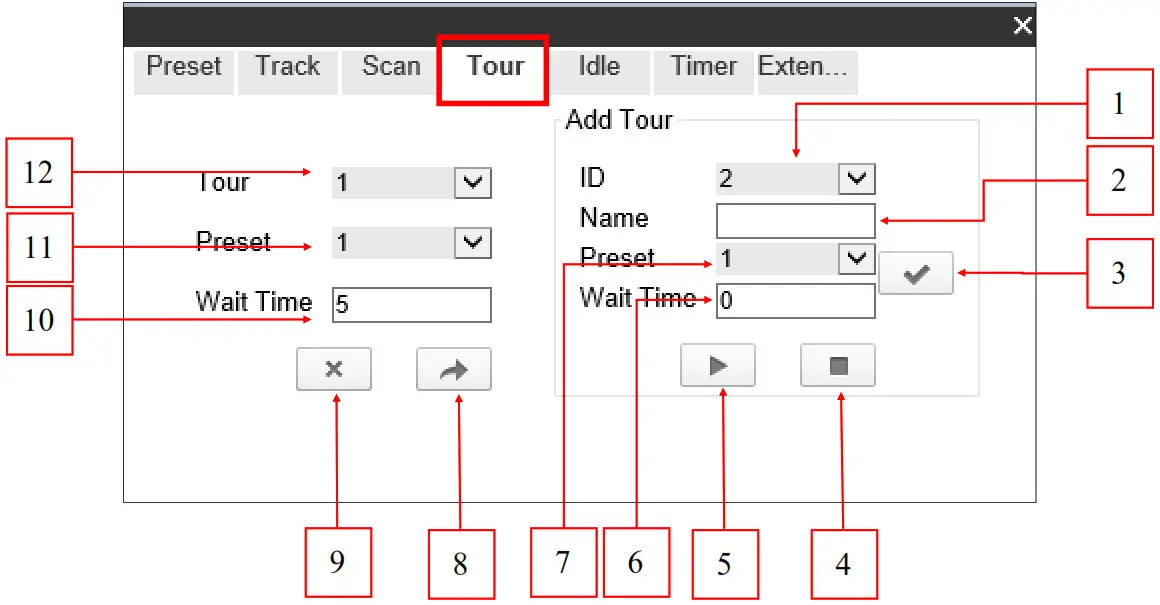 NOVUS 8000 Series IP PTZ Cameras - Tour tab