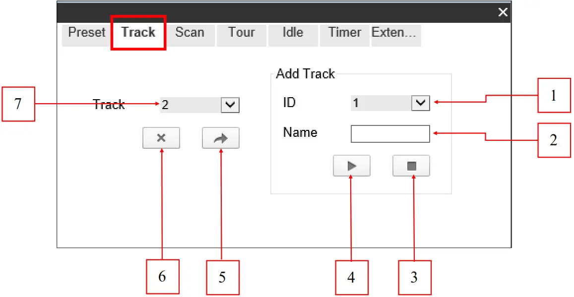 NOVUS 8000 Series IP PTZ Cameras - Track tab