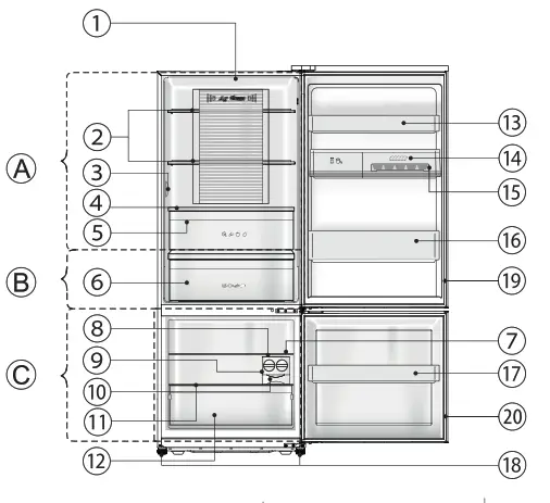 Panasonic Refrigerator - Parts identification