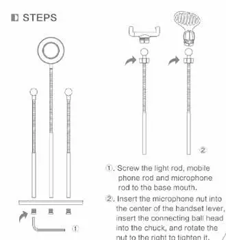 vokano VK-6502-BK Home Vlogging Kit with Microphone - INSTRUCTIONS FOR USE