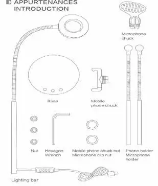 vokano VK-6502-BK Home Vlogging Kit with Microphone - PACKAGE CONTENT