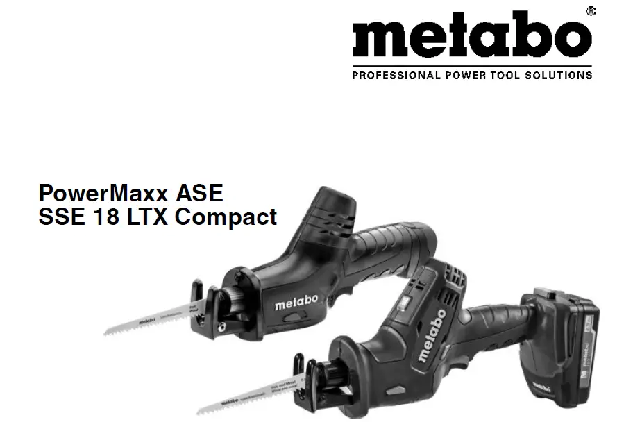Metabo Powermaxx Ase Cordless Reciprocating Sabre Saw Instructions