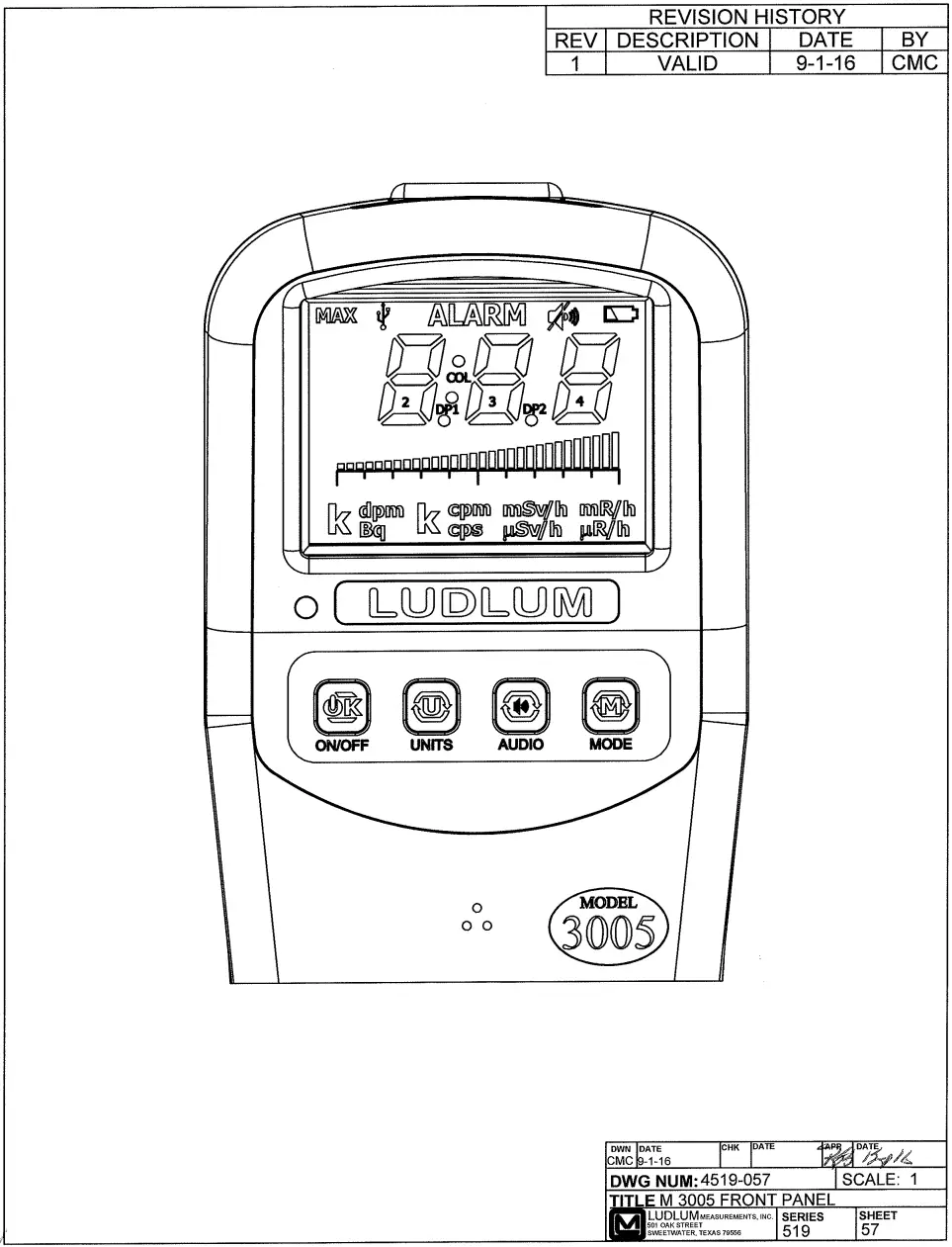 LUDLUM Model 3005 Digital Survey Meter with Internal Detector - FIGURE 1