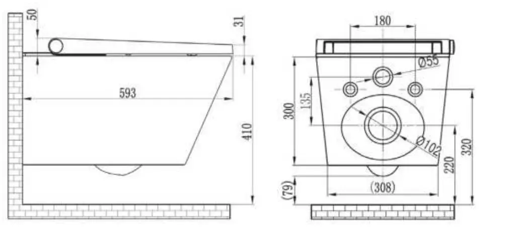 Dusch Pro+ BERNSTEIN Shower Toilet - TECHNICAL DRAWINGS