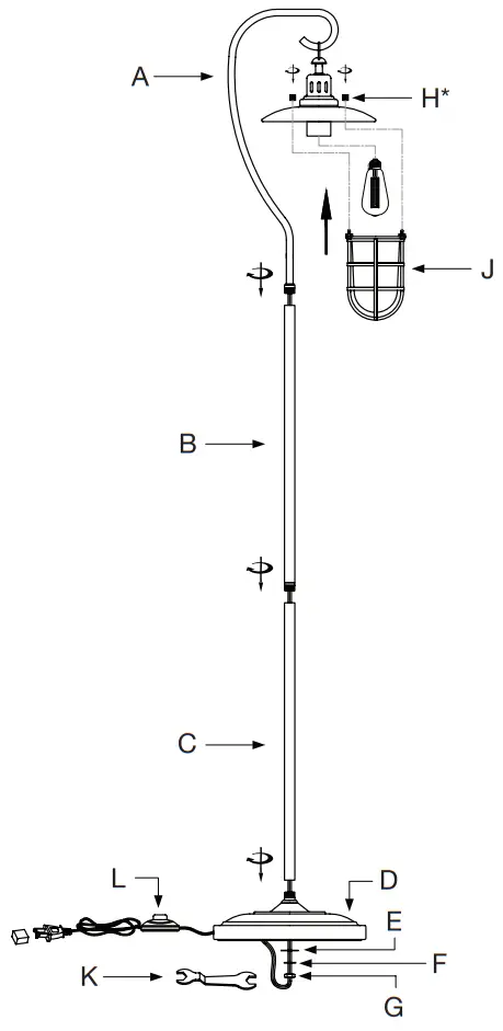 MEYER CROSS FL1410 Bay 63 .5 in. Blackened Bronze Floor Lamp - Carefully pull the power