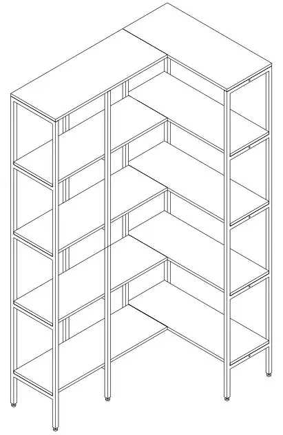 BYBLIGHT HOGA JW0242 Eulas 40 5 Inch W Rustic Brown 5 Shelf L shaped Corner Bookcase - Cover