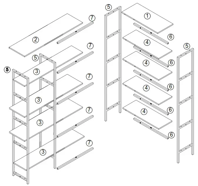 BYBLIGHT HOGA JW0242 Eulas 40 5 Inch W Rustic Brown 5 Shelf L shaped Corner Bookcase - Product Overview 1