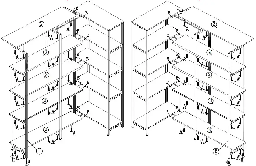 BYBLIGHT HOGA JW0242 Eulas 40 5 Inch W Rustic Brown 5 Shelf L shaped Corner Bookcase - Product Overview 12