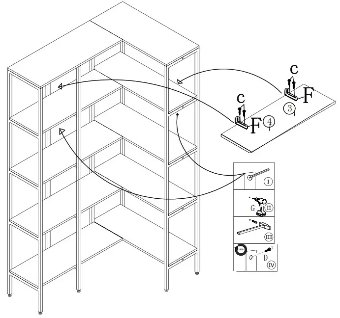 BYBLIGHT HOGA JW0242 Eulas 40 5 Inch W Rustic Brown 5 Shelf L shaped Corner Bookcase - Product Overview 14