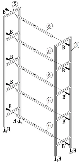 BYBLIGHT HOGA JW0242 Eulas 40 5 Inch W Rustic Brown 5 Shelf L shaped Corner Bookcase - Product Overview 3