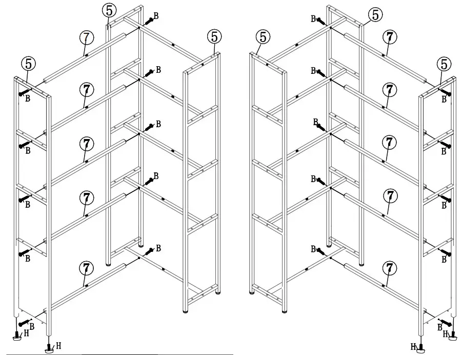 BYBLIGHT HOGA JW0242 Eulas 40 5 Inch W Rustic Brown 5 Shelf L shaped Corner Bookcase - Product Overview 6