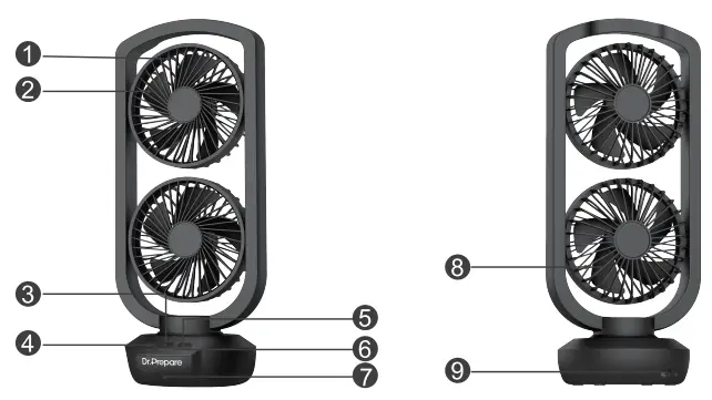 Dr Prepare DDF-0BKDF7 15 Inch Portable USB Desk Fan - fig 1