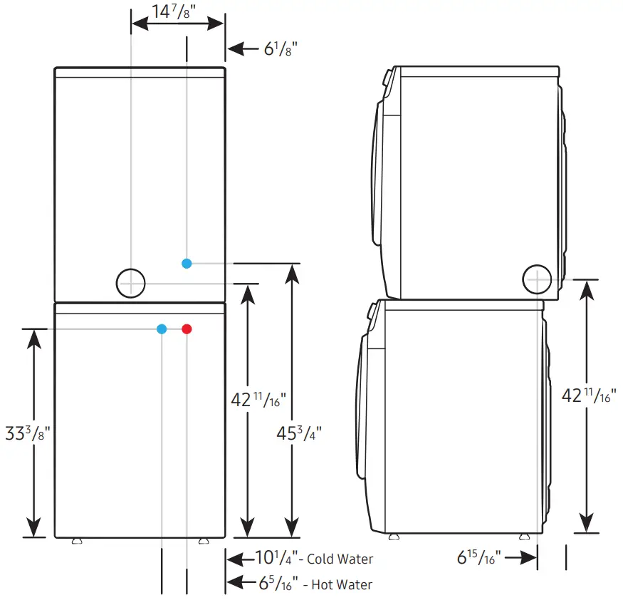 SAMSUNG DVE45B6300P 7 5 cu ft Smart Electric Dryer with Steam Sanitize - Stacked Pair1