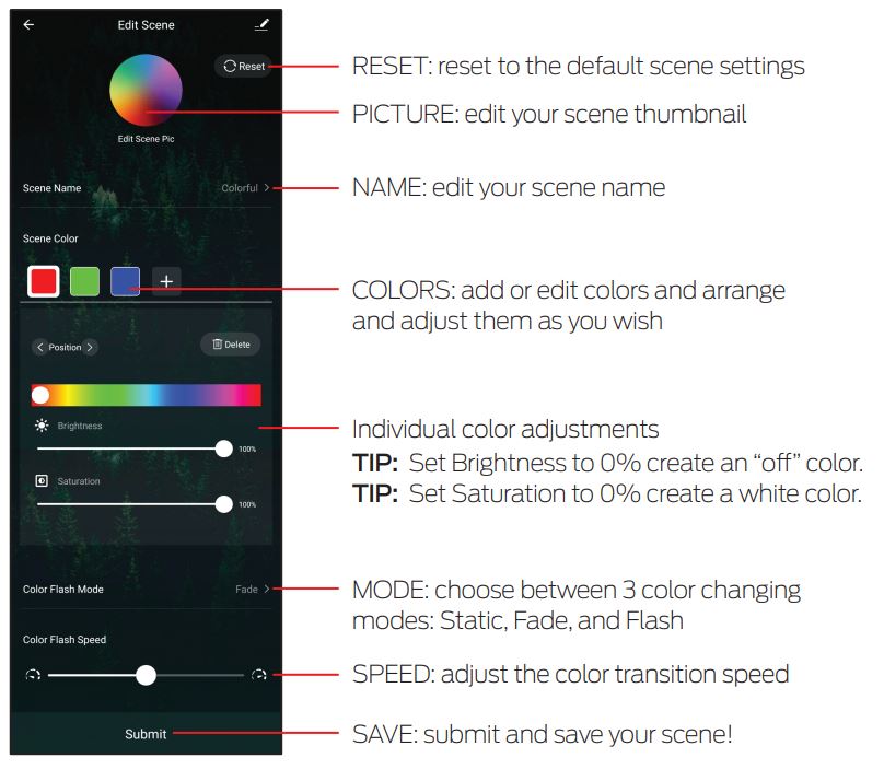 MONSTER MLB7-1036-RGB ORB Portable LED Light User Guide - APP CONTROL EDIT SCENES
