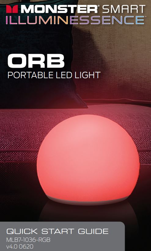 MONSTER MLB7-1036-RGB ORB Portable LED Light User Guide