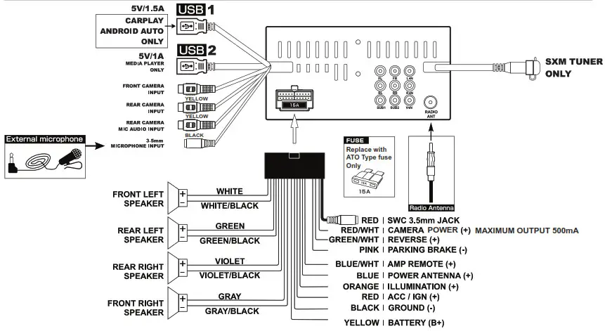 JENSEN Multimedia Receiver CAR689-Wiring