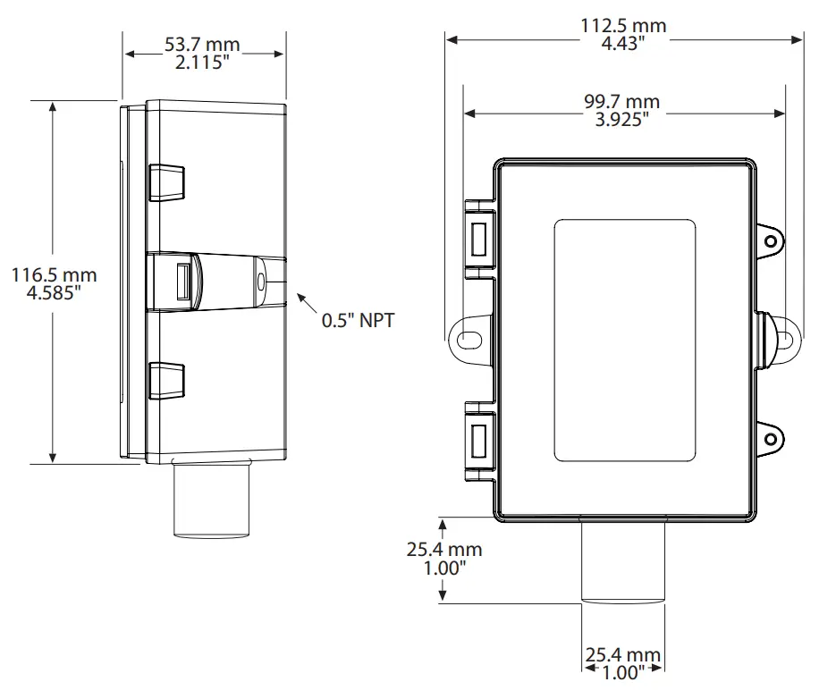 GREYSTONE HTOS Series Outside Humidity Temperature Transmitter - DIMENSIONS