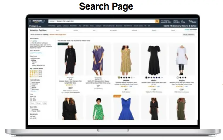 Amazon Fashion Selling Partner - Search Page