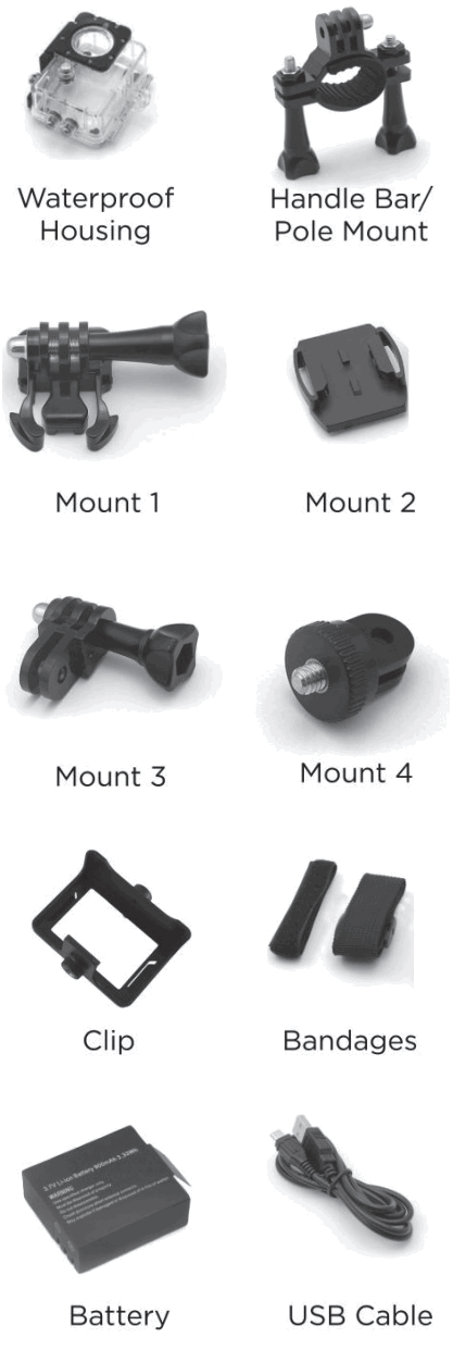 NEXTECH QC8071 4K UHD Wi Fi Action Camera with LCD - Accessories