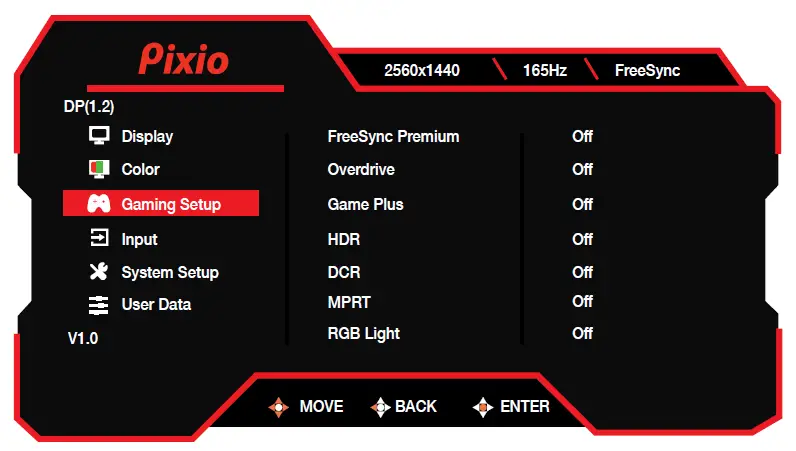 pixio PX277 PRO 27in IPS WQHD 165Hz Gaming Monitor 12