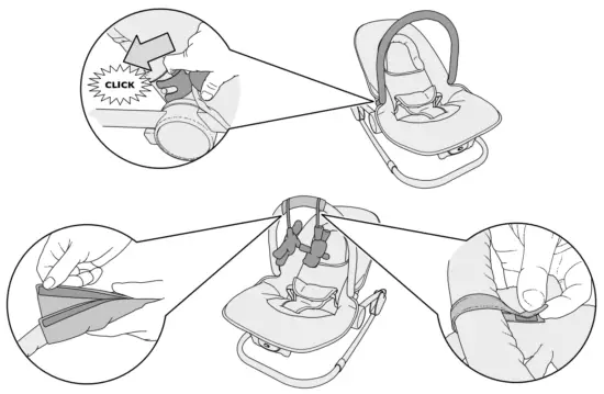 mamas papas WAVE Rocking Cradle Bouncer and Rocker Chair - Fitting the toy bar