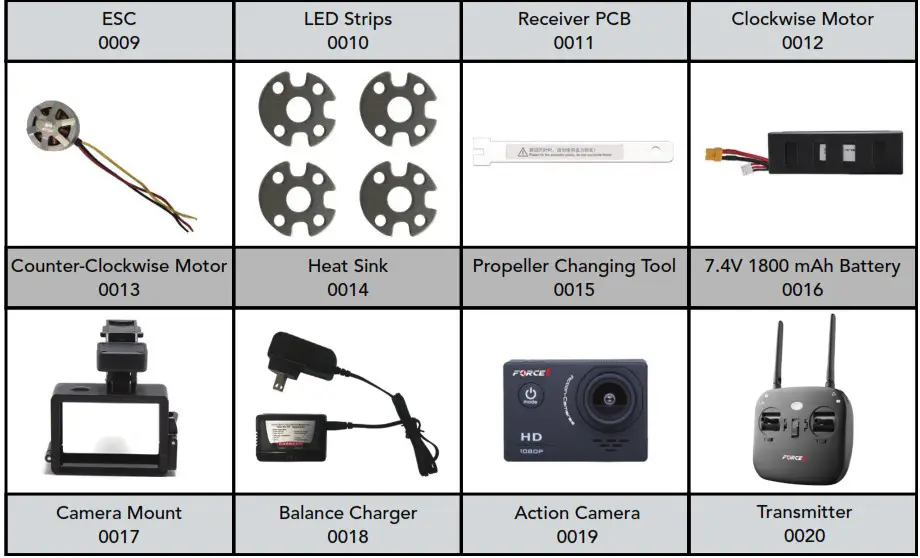 USA Toyz F100 Ghost Brushless Drone with Action Camera - BASIC PARTS 2