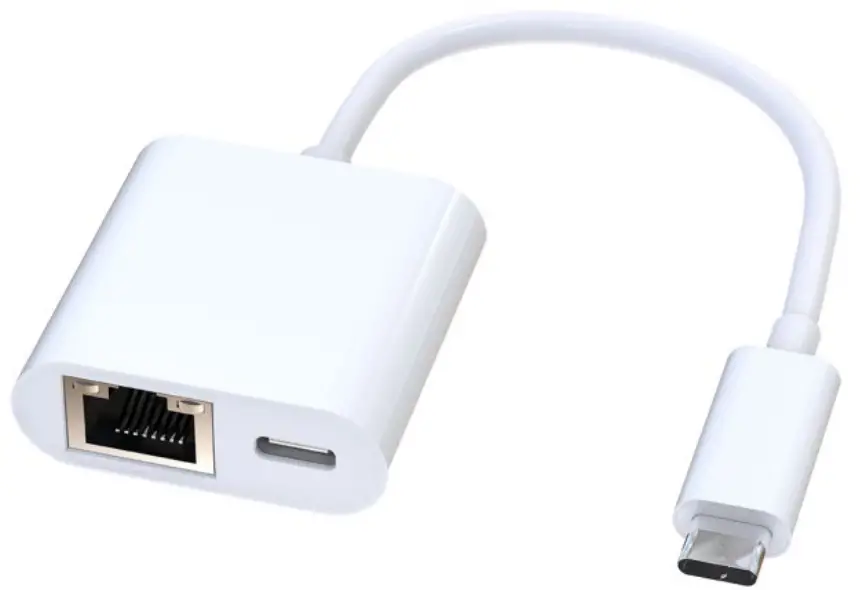 MicroConnect Type-C to Gigabit Ethernet+Type-C Charging Adapter