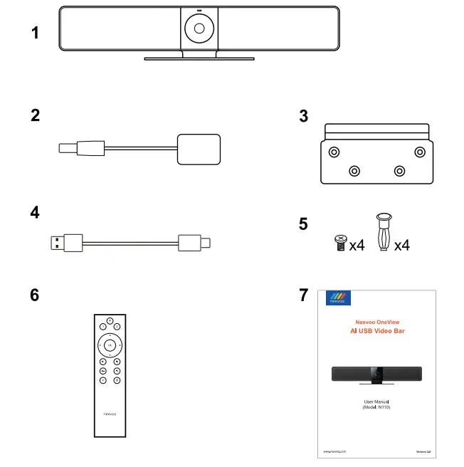 nexvoo N110 AI USB Video Bar - package