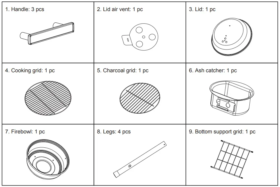FIELDMANN FZG1103B Charcoal Grill - FIGURE 1