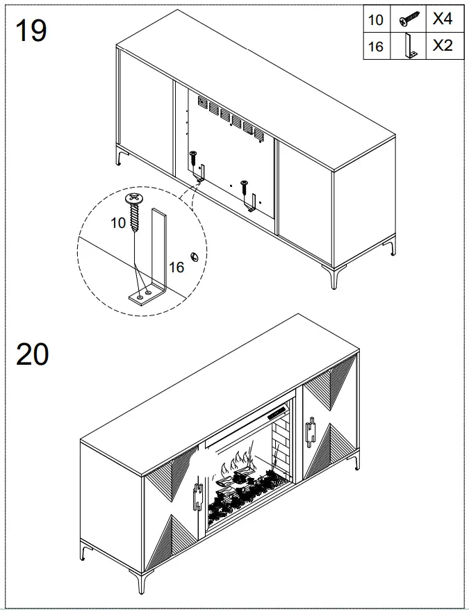 Southern ENTERPRISES HD053820 Breah 56 in. Color Changing Electric Fireplace in Graywashed and Gold - fig 15