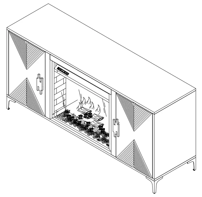 Southern ENTERPRISES HD053820 Breah 56 in. Color Changing Electric Fireplace in Graywashed and Gold