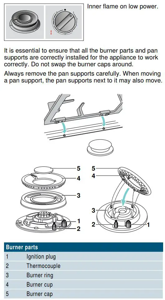 SIEMENS ER6A6PD70D Ceramic Gas Hob Instruction Manual - Controls and burners