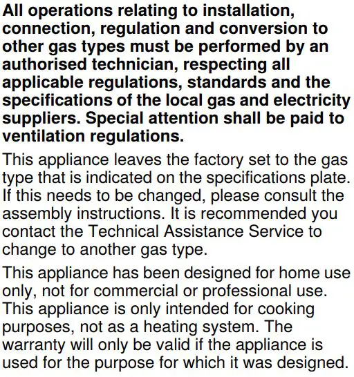 SIEMENS ER6A6PD70D Ceramic Gas Hob Instruction Manual - Intended Use