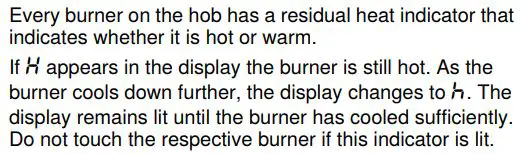 SIEMENS ER6A6PD70D Ceramic Gas Hob Instruction Manual - Residual heat indicator