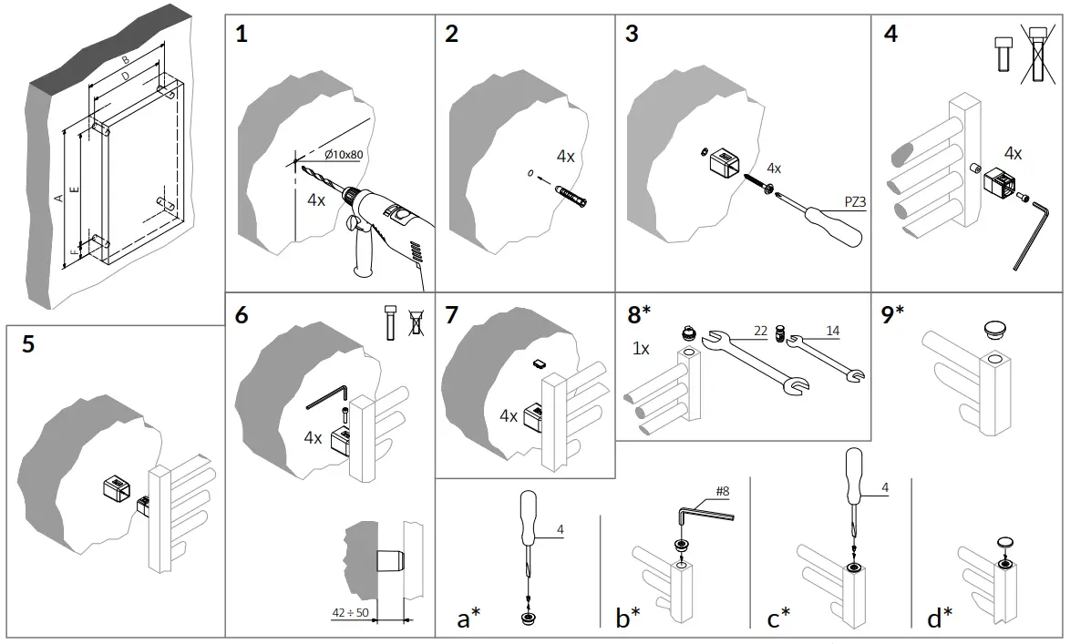 TERMA 1405BTU ALEX Heated Towel Rail 760x500mm Brass - fig 1