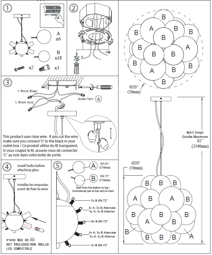 Dainolite CMT-206P 6LT Halogen Pendant 1