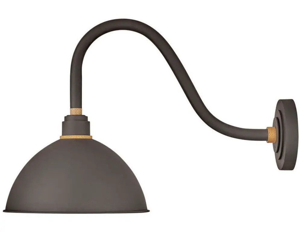 HINKLEY 10544MR Foundry Dome LED 12 Inch Museum Bronze with Brass Outdoor Barn Light