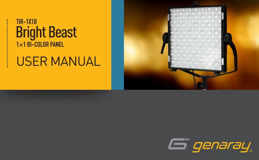 genaray TIR-1X1B Bright Beast 1×1 Bi-Color Panel User Manual