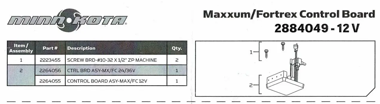 MINN KOTA 2884049 12 Volt Maxxum Control Board Instruction Manual