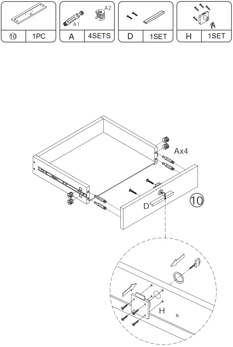 JAXPETY MR11Y0180 Barber Stations Storage Cabinet with Drawer - ASSEMBLY 8