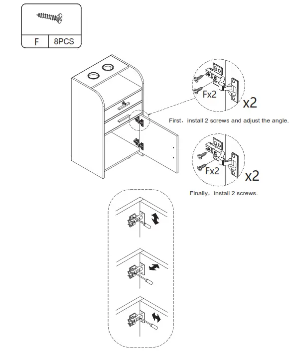 JAXPETY MR11Y0180 Barber Stations Storage Cabinet with Drawer - Tools required 2