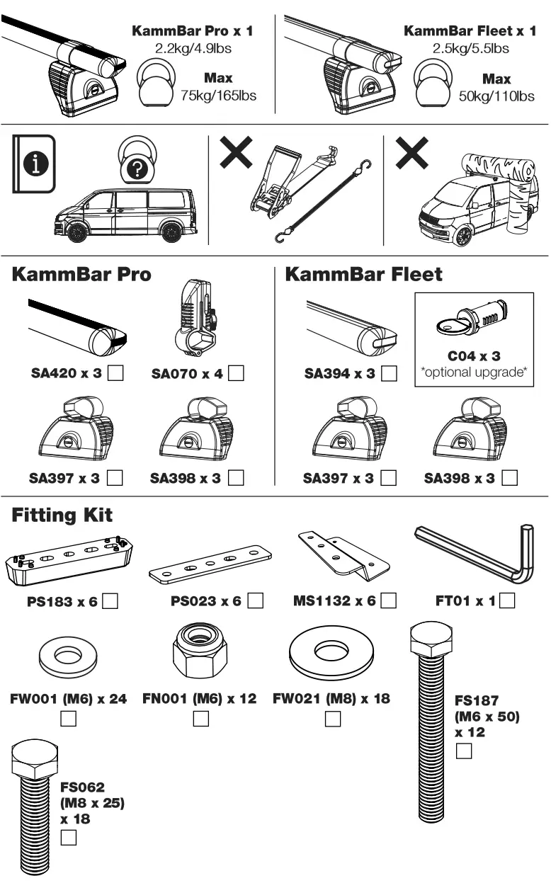 Rhino XD3PR FL KammBar Pro System - Parts
