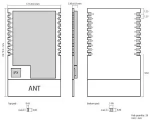 EBYTE E28-2G4T12S SX1280 2.4GHz -------Dimension and Pin Defintion